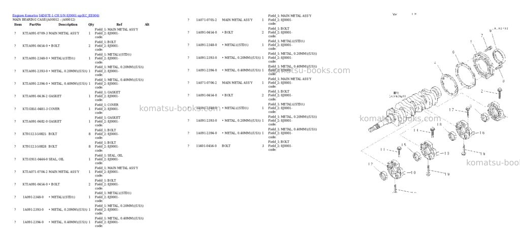 Komatsu S4D87E-1-CH S/N 8J0001-up Parts catalog cover Page 9