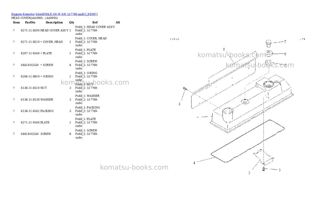 Komatsu SAA4D95LE-5N-W S/N 517769-up Parts catalog cover Page 2