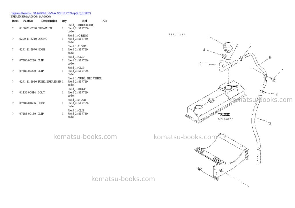 Komatsu SAA4D95LE-5N-W S/N 517769-up Parts catalog cover Page 3