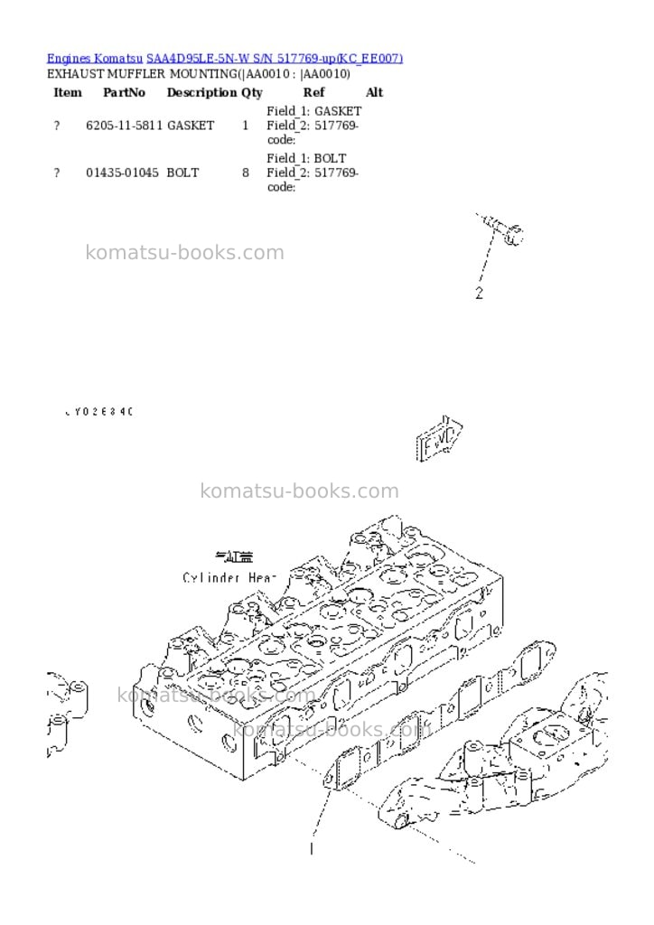 Komatsu SAA4D95LE-5N-W S/N 517769-up Parts catalog cover Page 7