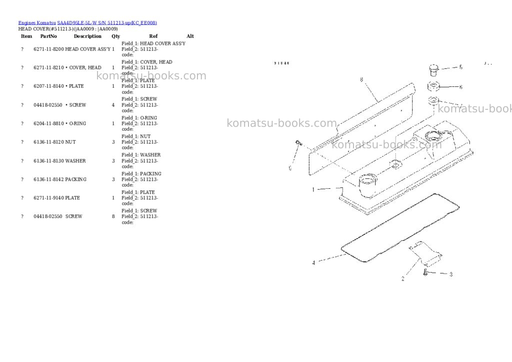 Komatsu SAA4D95LE-5L-W S/N 511213-up Parts catalog cover Page 6 Komatsu SAA4D95LE-5L-W S/N 511213-up Parts catalog cover Page 6