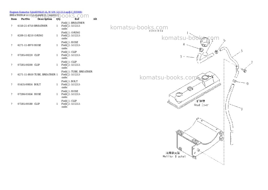 Komatsu SAA4D95LE-5L-W S/N 511213-up Parts catalog cover Page 9 Komatsu SAA4D95LE-5L-W S/N 511213-up Parts catalog cover Page 9
