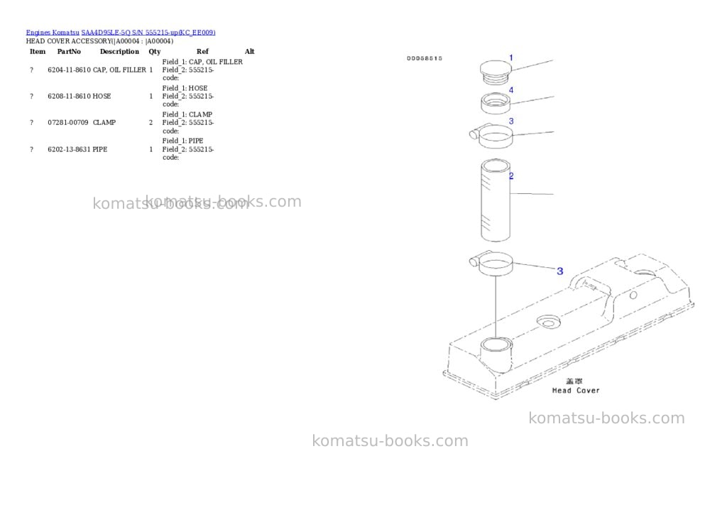 Komatsu SAA4D95LE-5Q S/N 555215-up Parts catalog cover