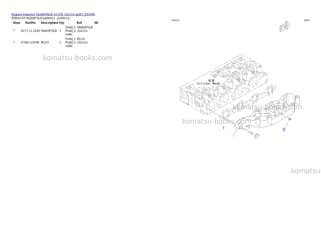 Komatsu SAA4D95LE-5Q S/N 555215-up Parts catalog cover Page 10