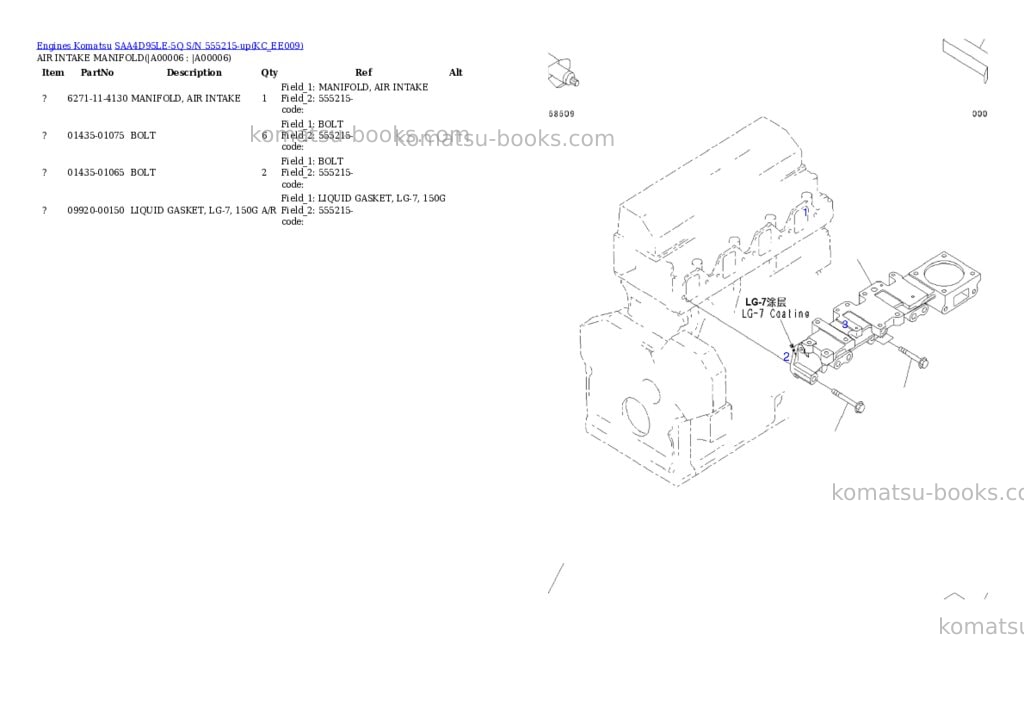 Komatsu SAA4D95LE-5Q S/N 555215-up Parts catalog cover Page 3