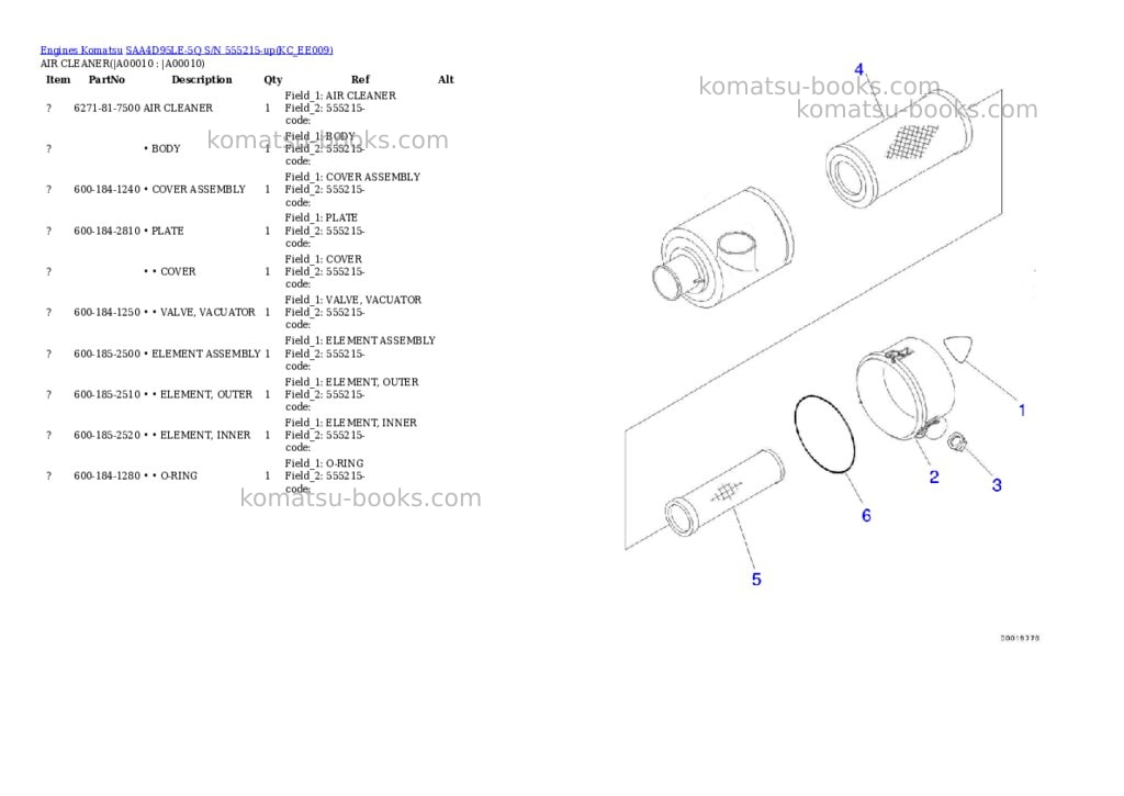 Komatsu SAA4D95LE-5Q S/N 555215-up Parts catalog cover Page 7