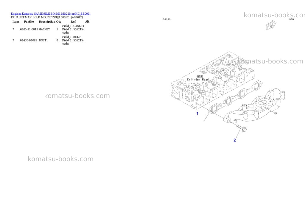 Komatsu SAA4D95LE-5Q S/N 555215-up Parts catalog cover Page 9