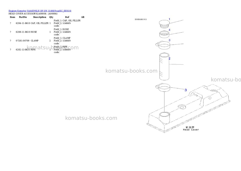 Komatsu SAA4D95LE-5R S/N 554649-up Parts catalog cover