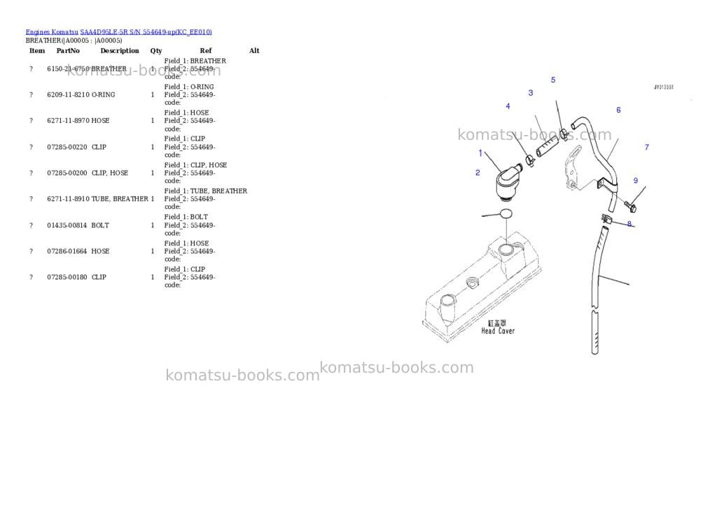 Komatsu SAA4D95LE-5R S/N 554649-up Parts catalog cover Page 2
