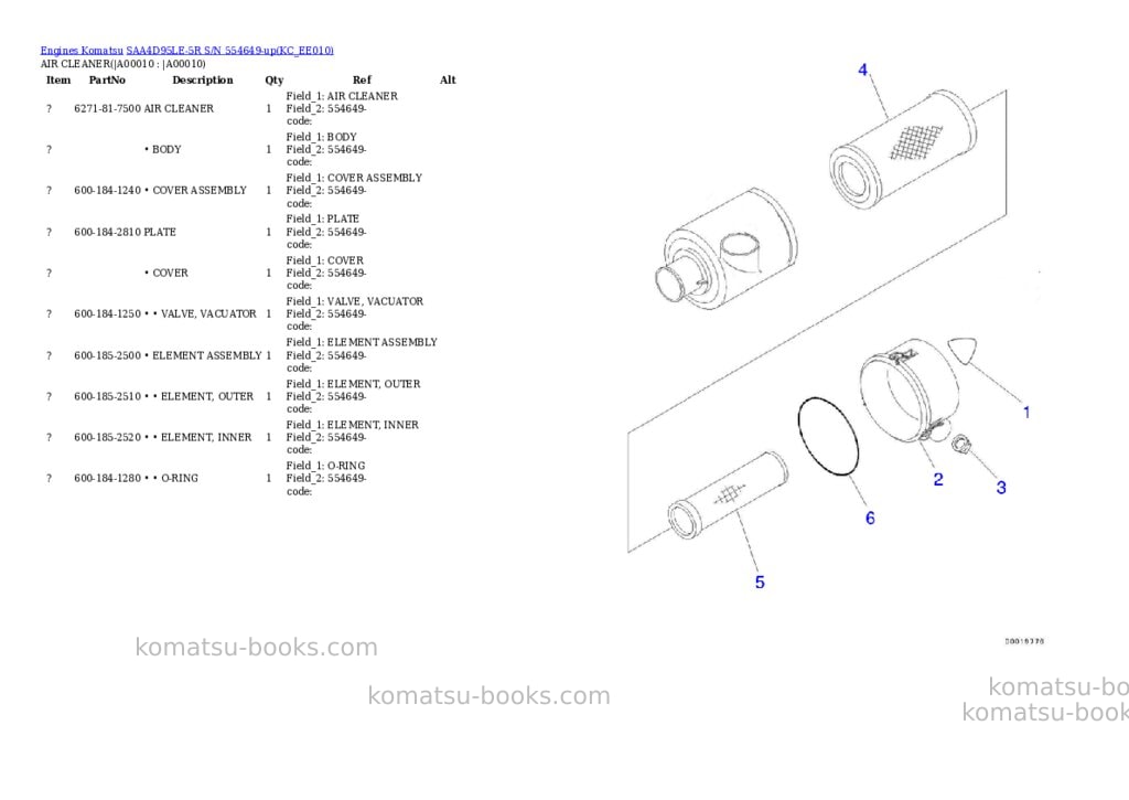 Komatsu SAA4D95LE-5R S/N 554649-up Parts catalog cover Page 7
