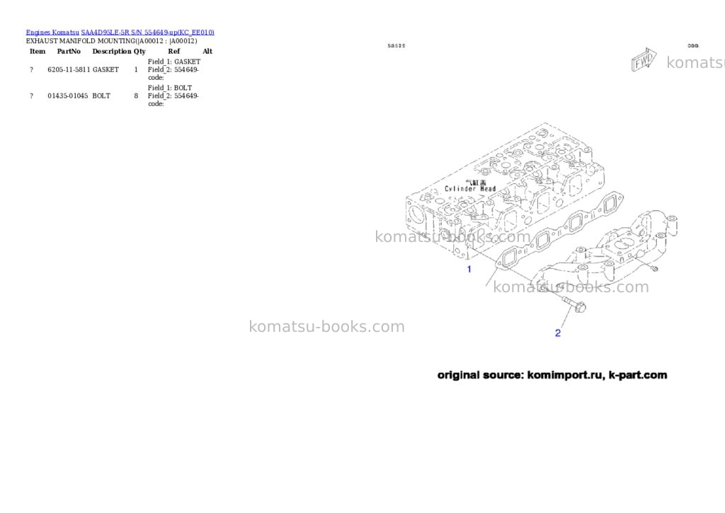 Komatsu SAA4D95LE-5R S/N 554649-up Parts catalog cover Page 9