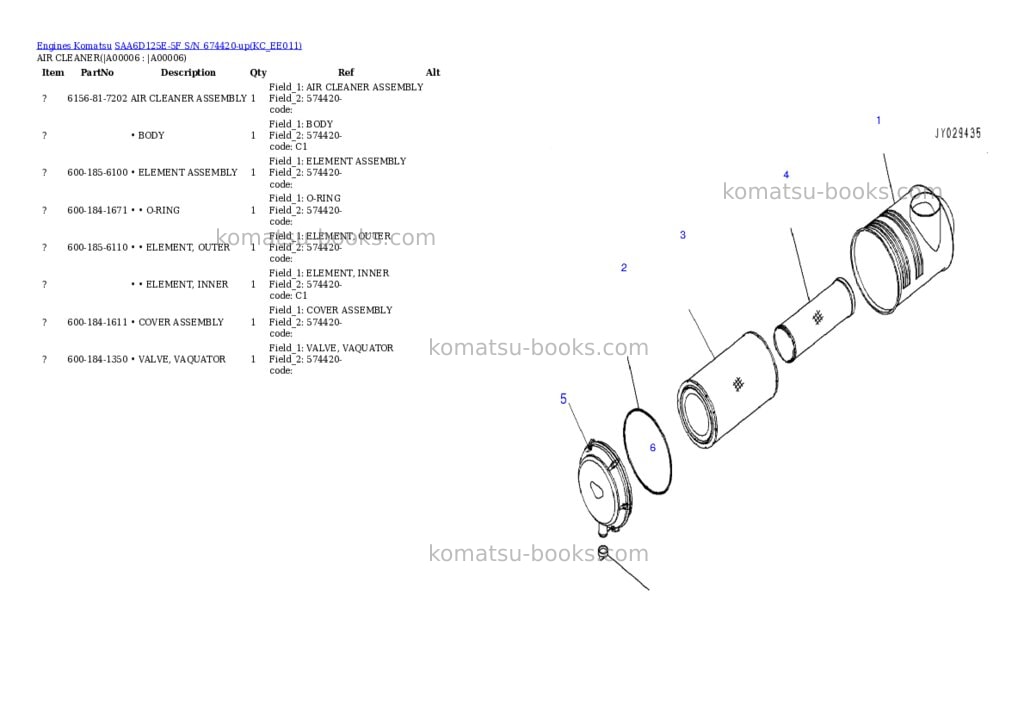 Komatsu saa6d125e-5f s/n 674420-up Parts catalog cover Page 3 Komatsu saa6d125e-5f s/n 674420-up Parts catalog cover Page 3