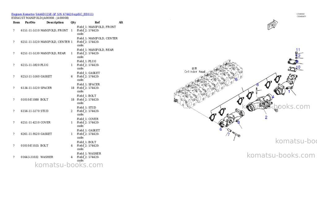 Komatsu saa6d125e-5f s/n 674420-up Parts catalog cover Page 5 Komatsu saa6d125e-5f s/n 674420-up Parts catalog cover Page 5