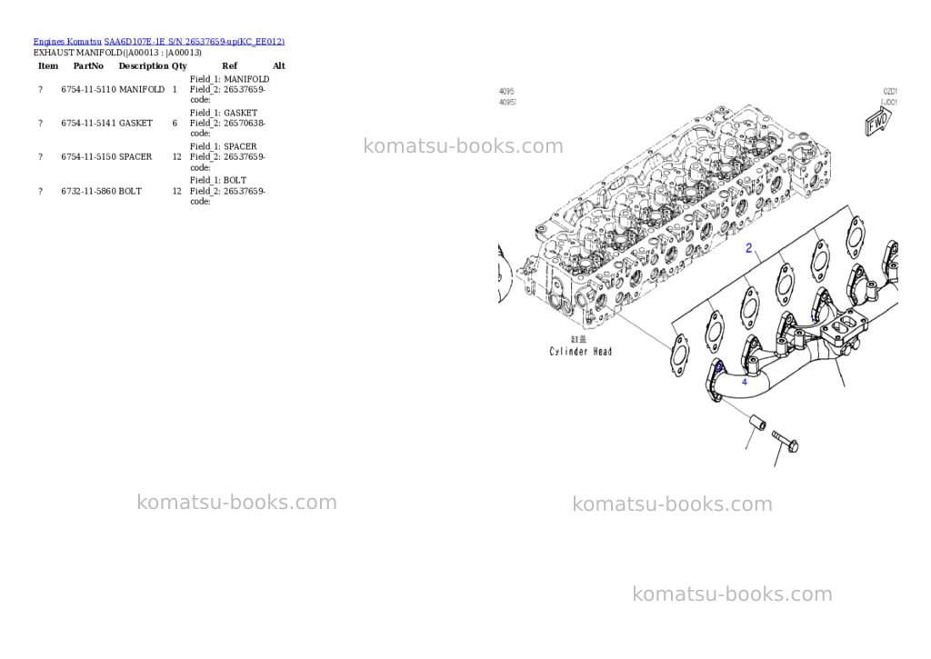 Komatsu saa6d107e-1e s/n 26537659-up Parts catalog cover Page 10