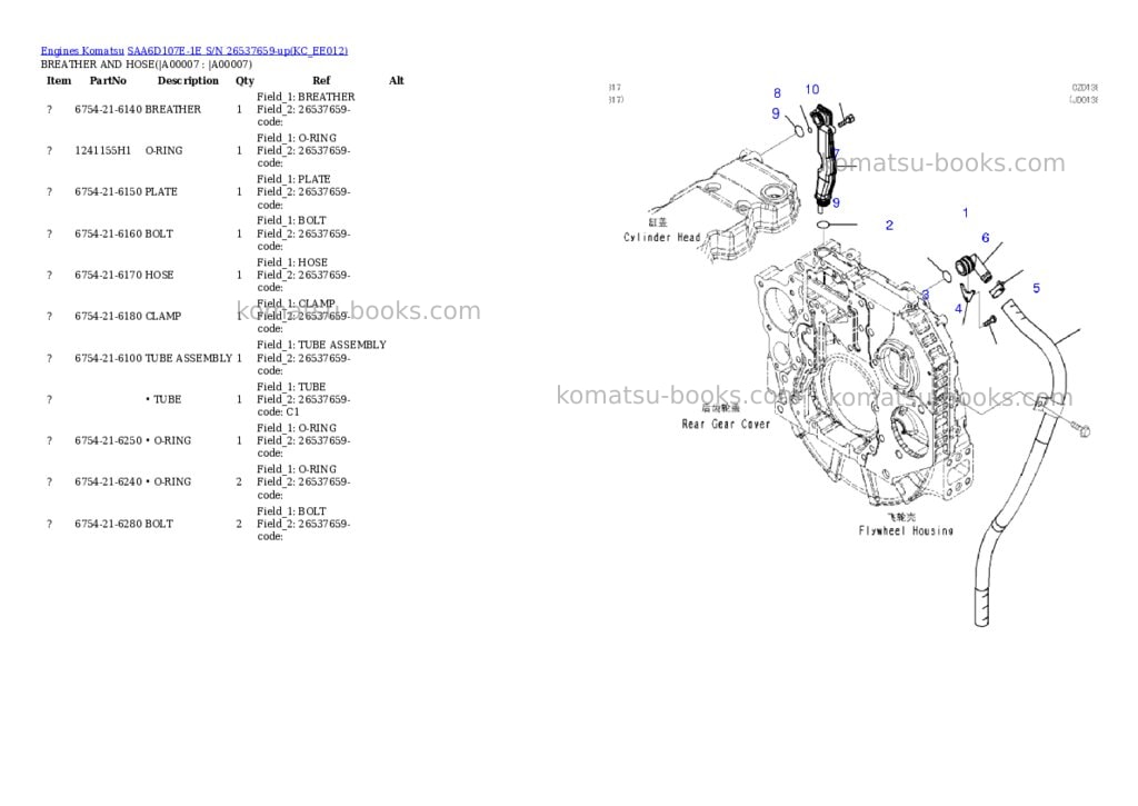 Komatsu saa6d107e-1e s/n 26537659-up Parts catalog cover Page 4