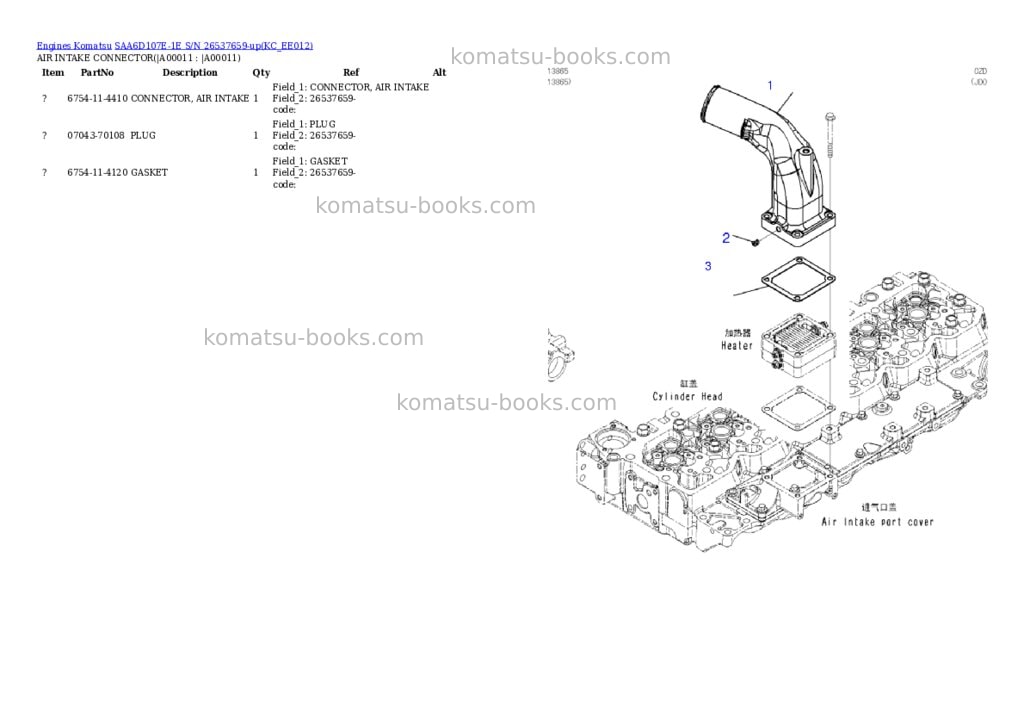 Komatsu saa6d107e-1e s/n 26537659-up Parts catalog cover Page 8
