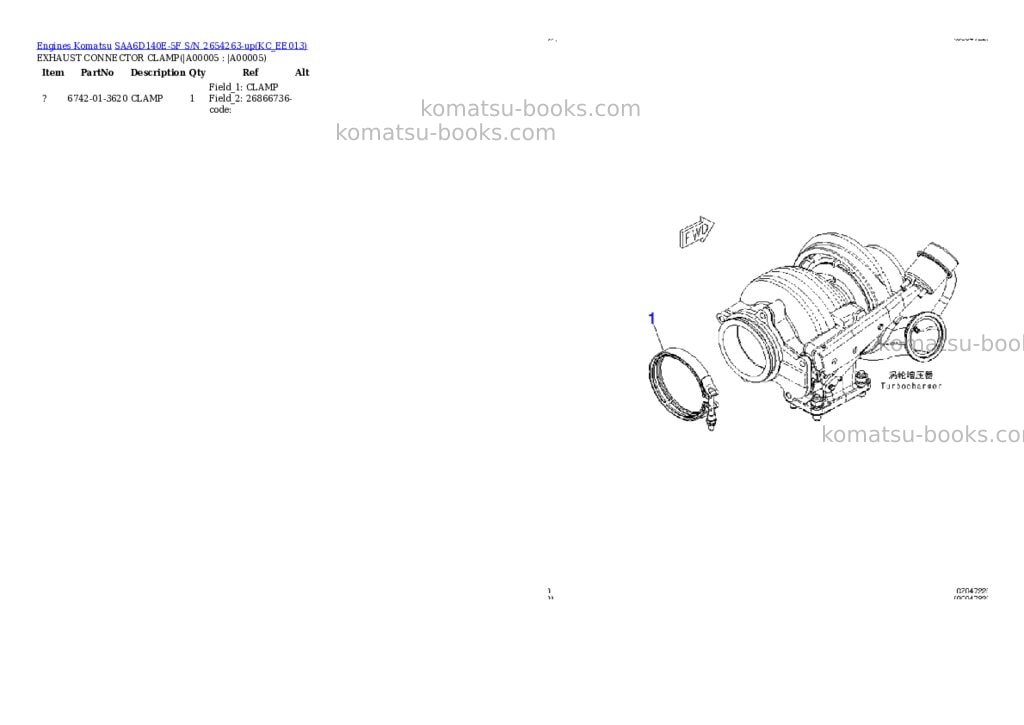 Komatsu saa6d140e-5f s/n 2654263-up Parts catalog cover Page 2 Komatsu saa6d140e-5f s/n 2654263-up Parts catalog cover Page 2