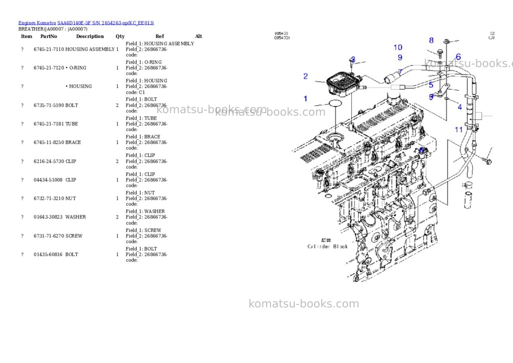 Komatsu saa6d140e-5f s/n 2654263-up Parts catalog cover Page 4 Komatsu saa6d140e-5f s/n 2654263-up Parts catalog cover Page 4