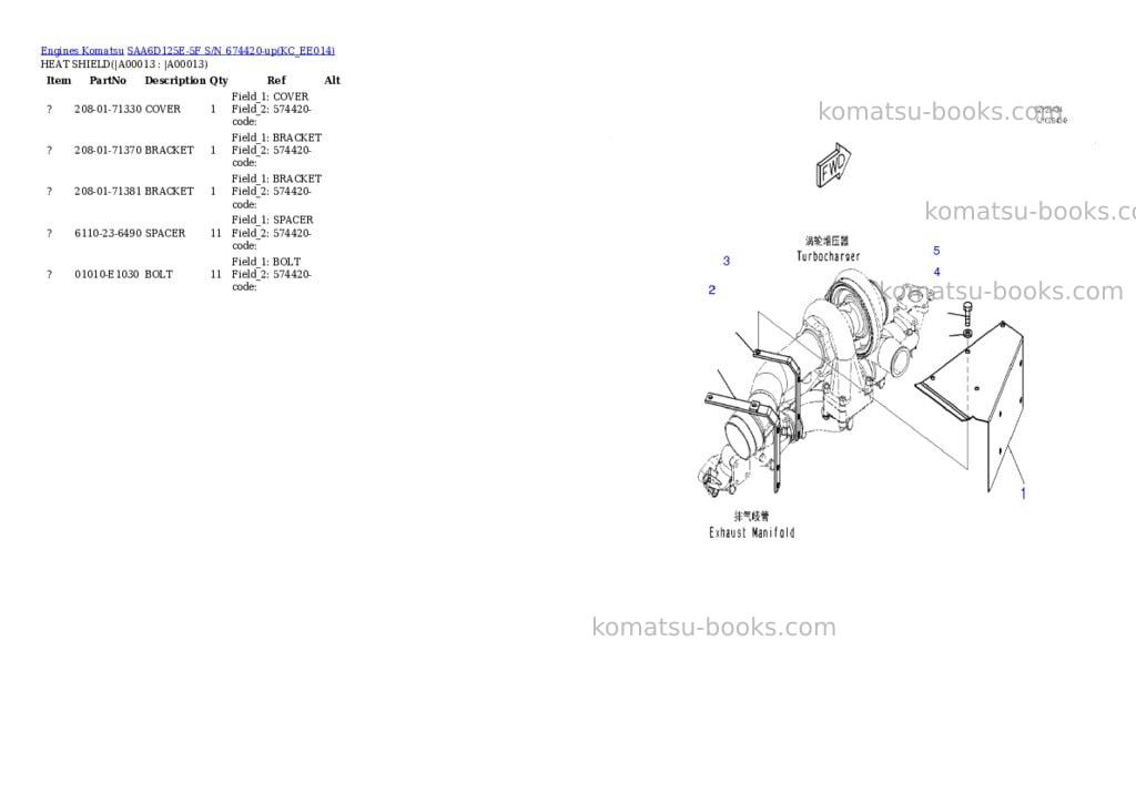 Komatsu SAA6D125E-5F S/N 674420-up Parts catalog cover Page 10 Komatsu SAA6D125E-5F S/N 674420-up Parts catalog cover Page 10