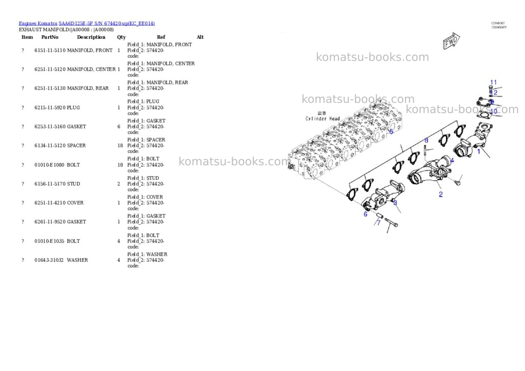 Komatsu SAA6D125E-5F S/N 674420-up Parts catalog cover Page 5 Komatsu SAA6D125E-5F S/N 674420-up Parts catalog cover Page 5