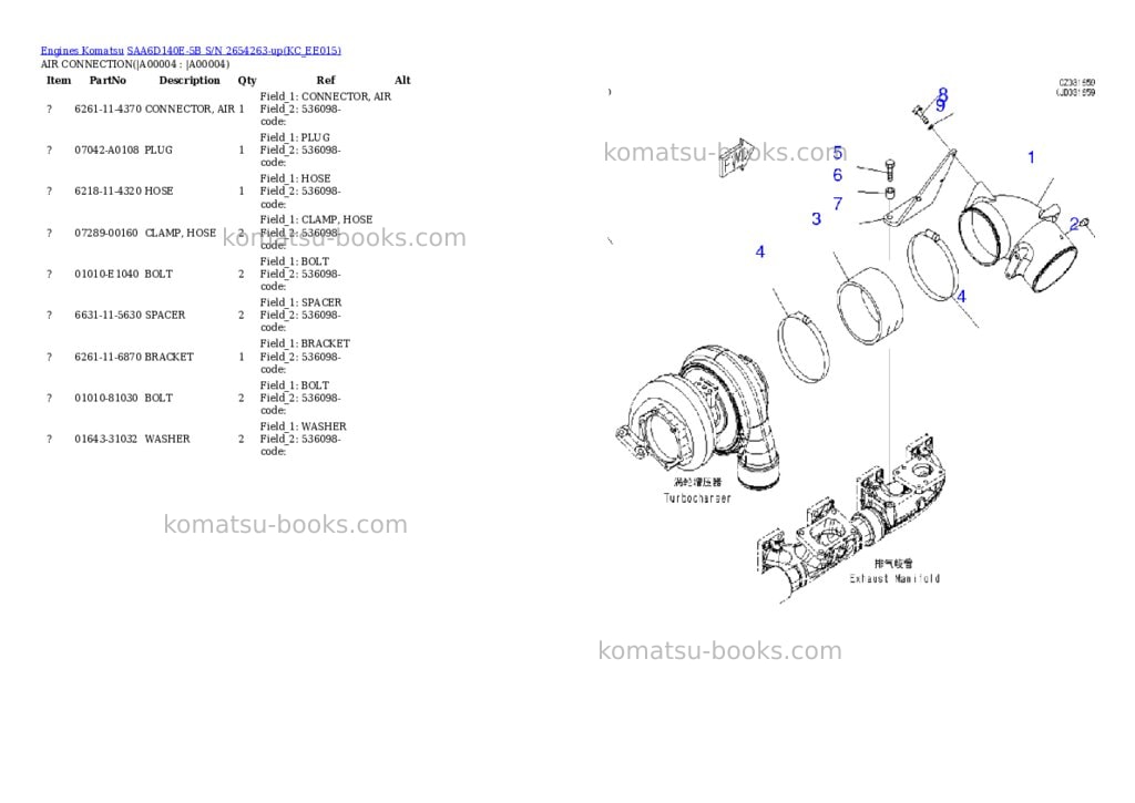 Komatsu saa6d140e-5b s/n 2654263-up Parts catalog cover Komatsu saa6d140e-5b s/n 2654263-up Parts catalog cover