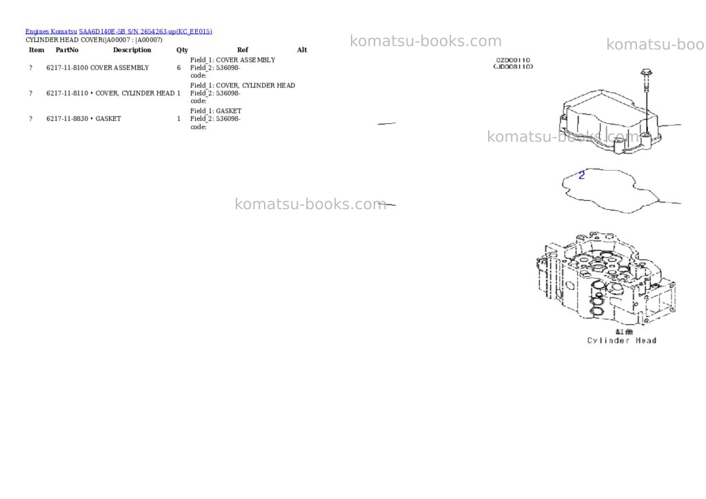 Komatsu saa6d140e-5b s/n 2654263-up Parts catalog cover Page 4 Komatsu saa6d140e-5b s/n 2654263-up Parts catalog cover Page 4