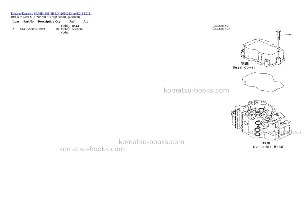 Komatsu saa6d140e-5b s/n 2654263-up Parts catalog cover Page 5 Komatsu saa6d140e-5b s/n 2654263-up Parts catalog cover Page 5