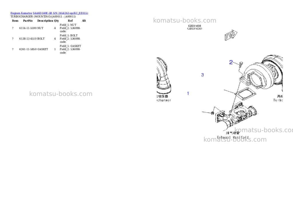 Komatsu saa6d140e-5b s/n 2654263-up Parts catalog cover Page 8 Komatsu saa6d140e-5b s/n 2654263-up Parts catalog cover Page 8