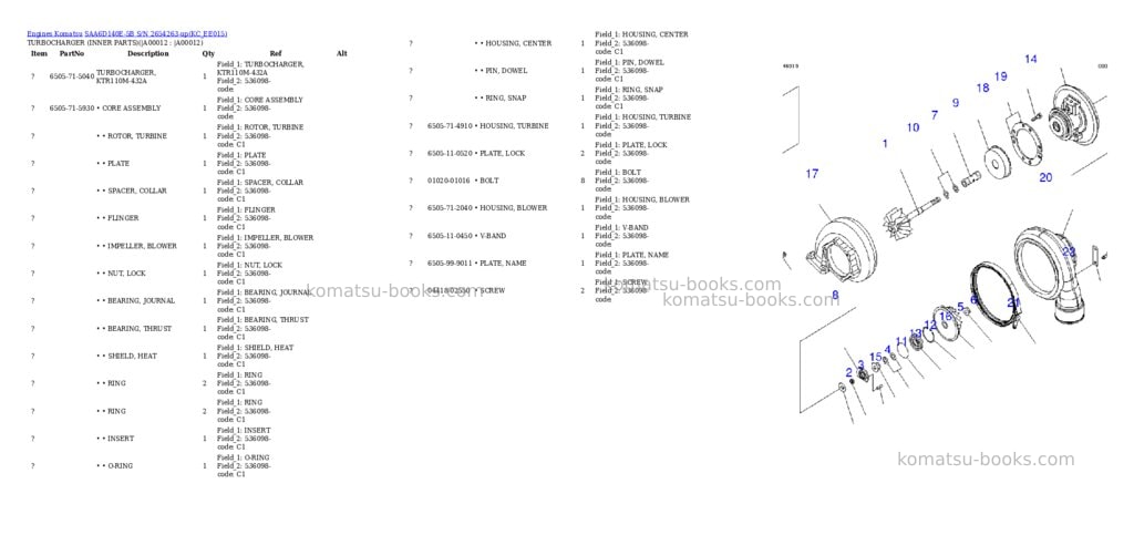Komatsu saa6d140e-5b s/n 2654263-up Parts catalog cover Page 9 Komatsu saa6d140e-5b s/n 2654263-up Parts catalog cover Page 9