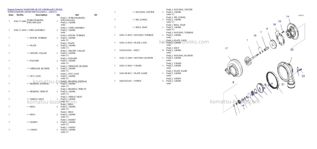 Komatsu saa6d140e-5b s/n 536098-up Parts catalog cover Page 10 Komatsu saa6d140e-5b s/n 536098-up Parts catalog cover Page 10