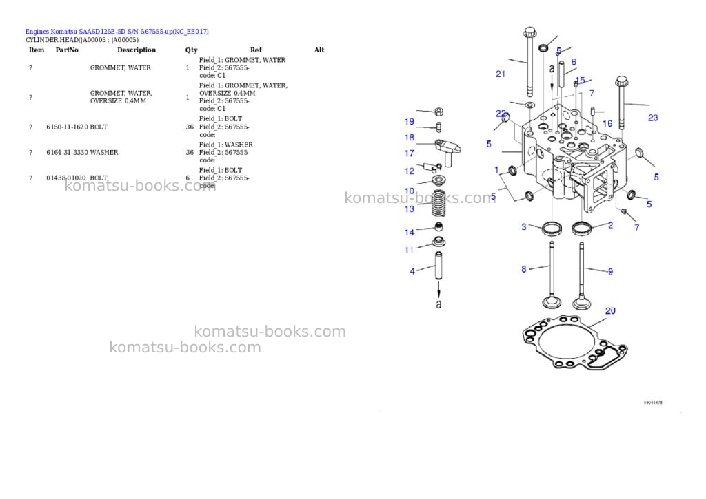Komatsu saa6d125e-5d s/n 567555-up Parts catalog cover Page 2 Komatsu saa6d125e-5d s/n 567555-up Parts catalog cover Page 2
