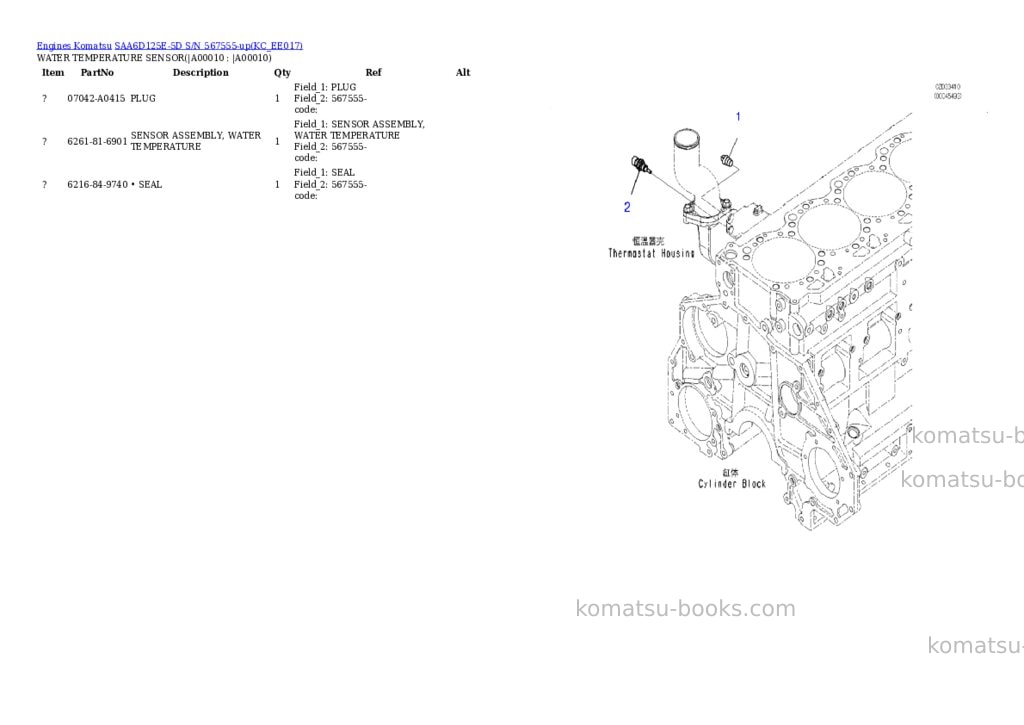 Komatsu saa6d125e-5d s/n 567555-up Parts catalog cover Page 7 Komatsu saa6d125e-5d s/n 567555-up Parts catalog cover Page 7
