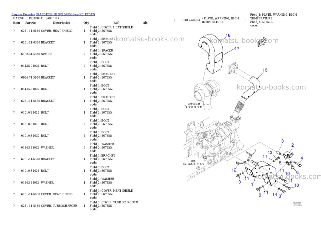 Komatsu saa6d125e-5d s/n 567555-up Parts catalog cover Page 8 Komatsu saa6d125e-5d s/n 567555-up Parts catalog cover Page 8