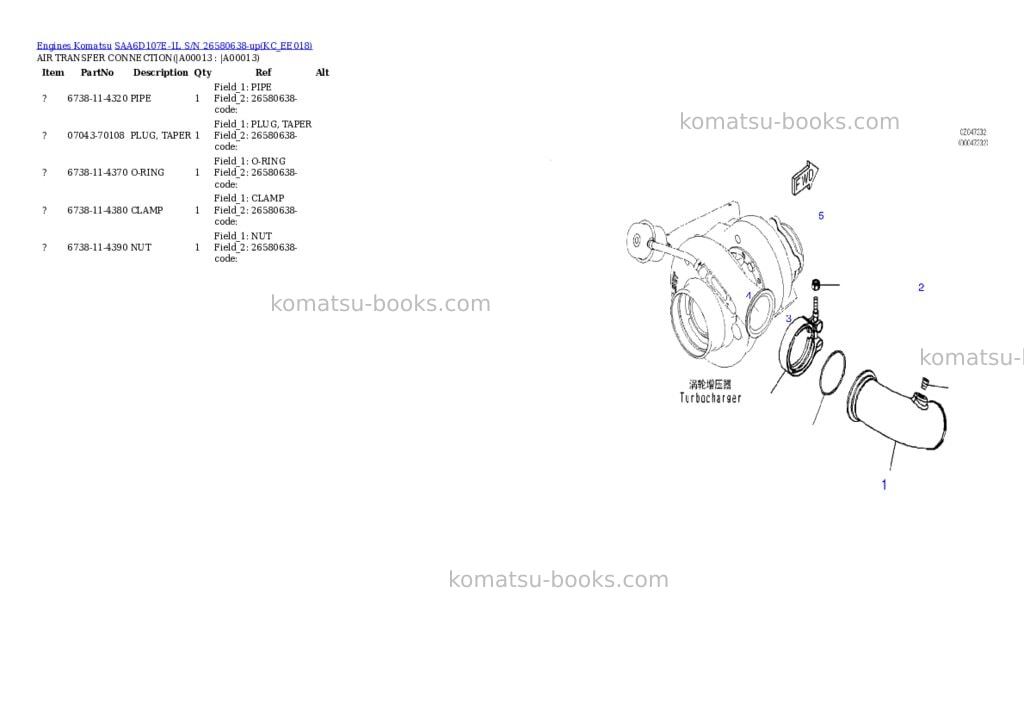 Komatsu SAA6D107E-1L S/N 26580638-up Parts catalog cover Page 10