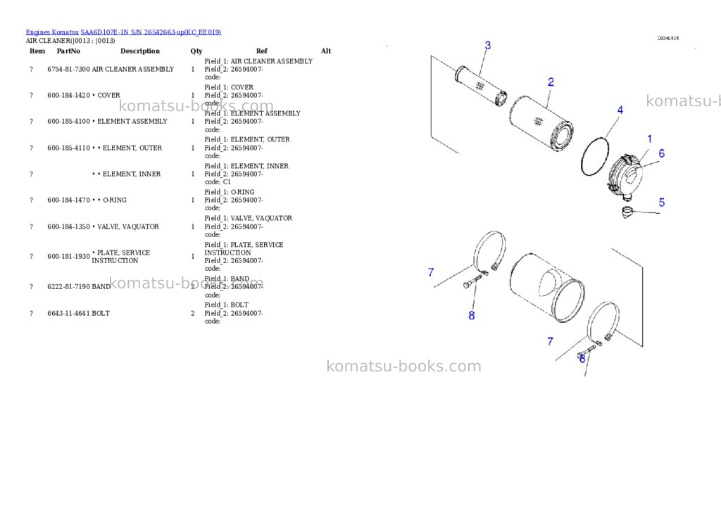 Komatsu SAA6D107E-1N S/N 26542663-up Parts catalog cover Page 10
