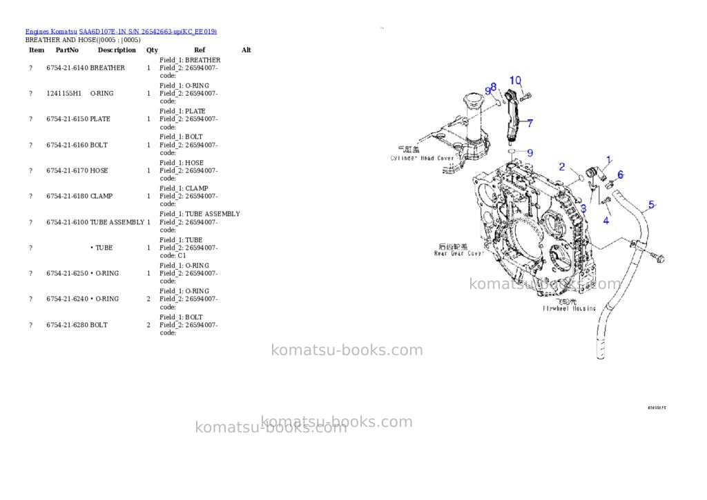Komatsu SAA6D107E-1N S/N 26542663-up Parts catalog cover Page 2