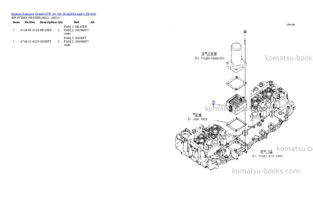 Komatsu SAA6D107E-1N S/N 26542663-up Parts catalog cover Page 9