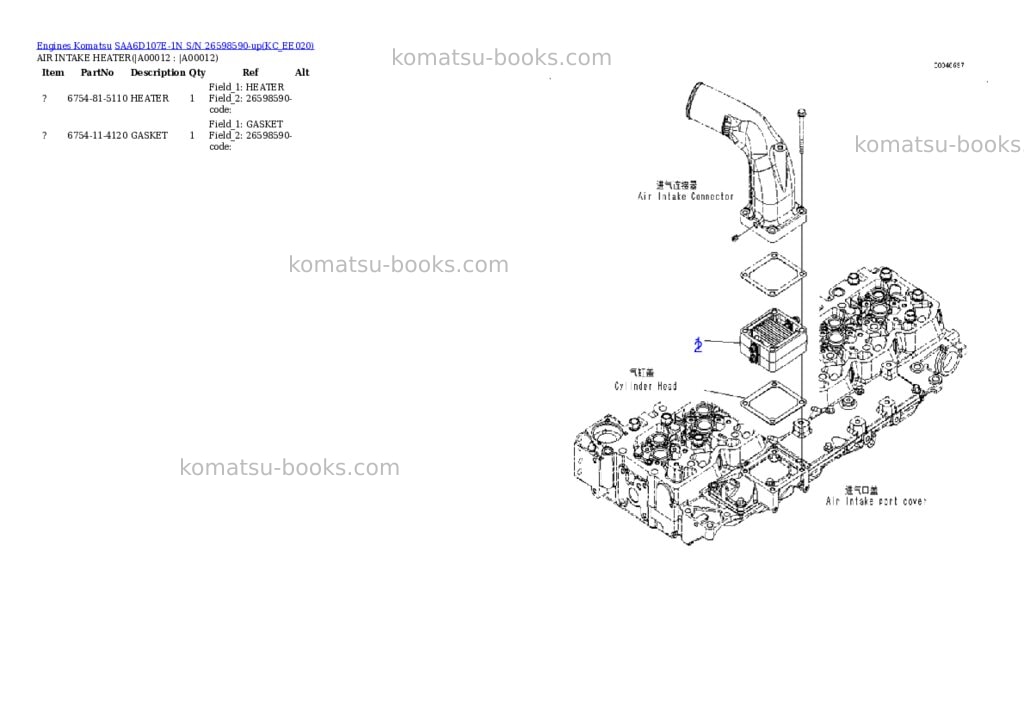 Komatsu SAA6D107E-1N S/N 26598590-up Parts catalog cover Page 9 Komatsu SAA6D107E-1N S/N 26598590-up Parts catalog cover Page 9