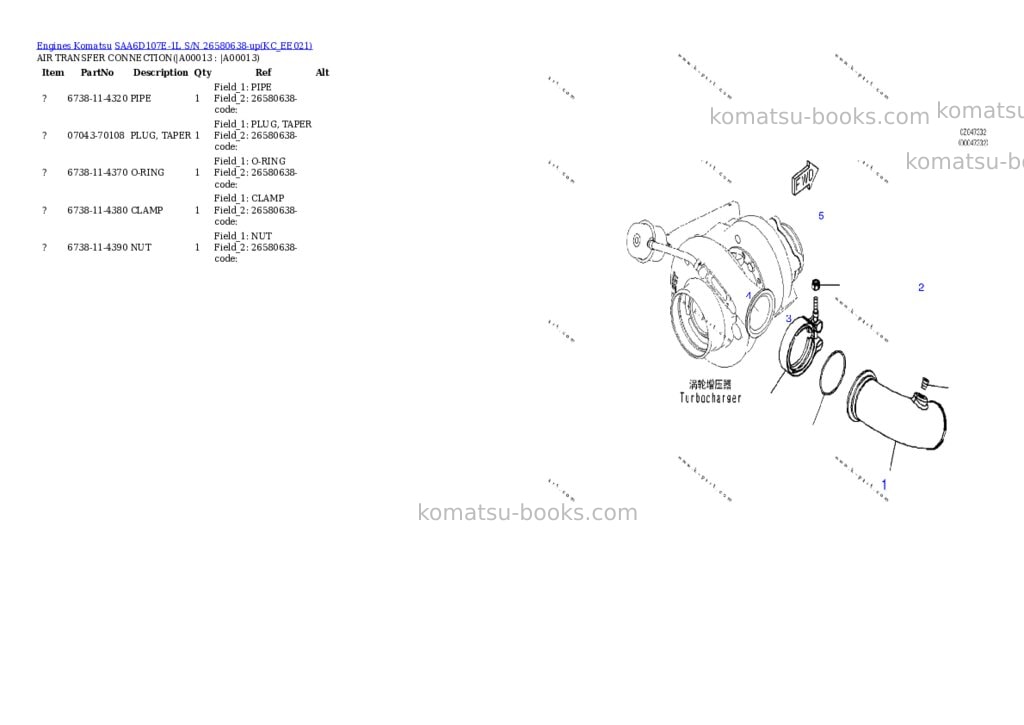 Komatsu saa6d107e-1l s/n 26580638-up Parts catalog cover Page 10