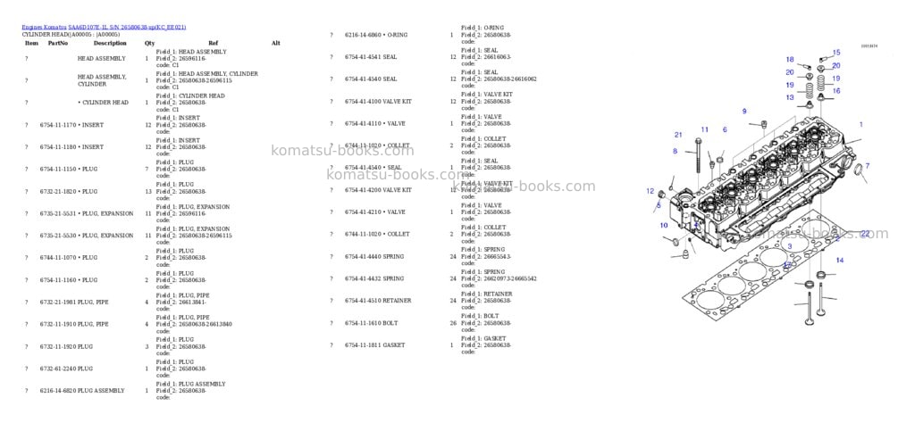Komatsu saa6d107e-1l s/n 26580638-up Parts catalog cover Page 2