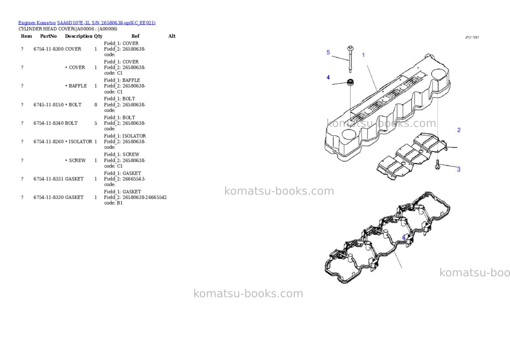 Komatsu saa6d107e-1l s/n 26580638-up Parts catalog cover Page 3