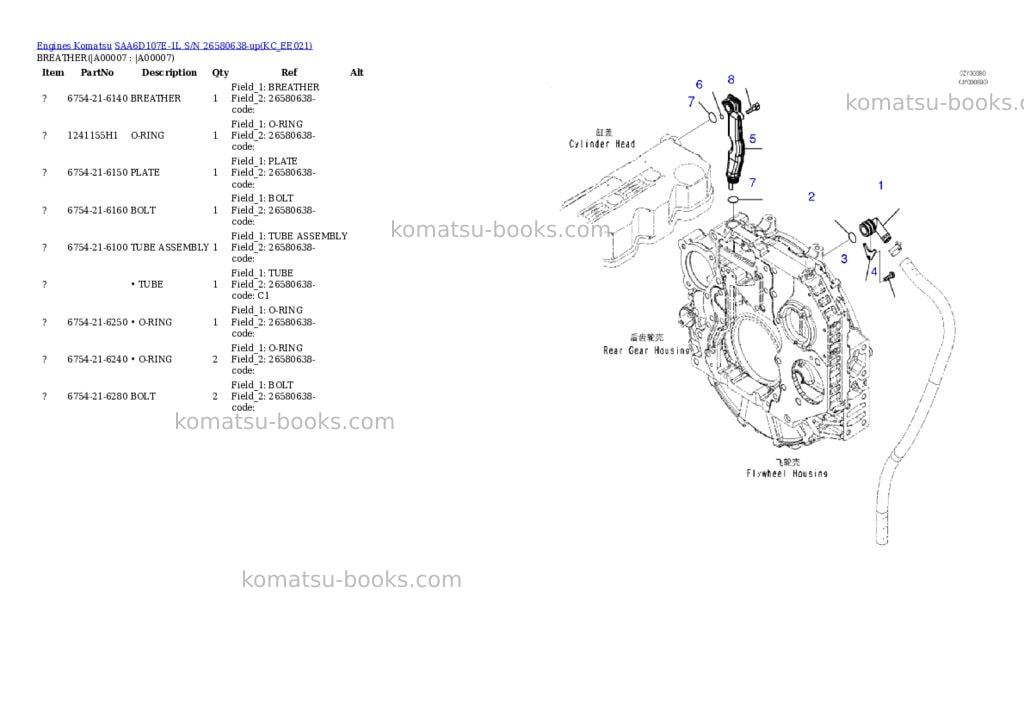 Komatsu saa6d107e-1l s/n 26580638-up Parts catalog cover Page 4