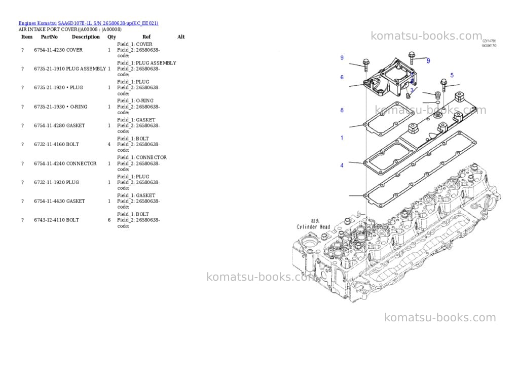 Komatsu saa6d107e-1l s/n 26580638-up Parts catalog cover Page 5
