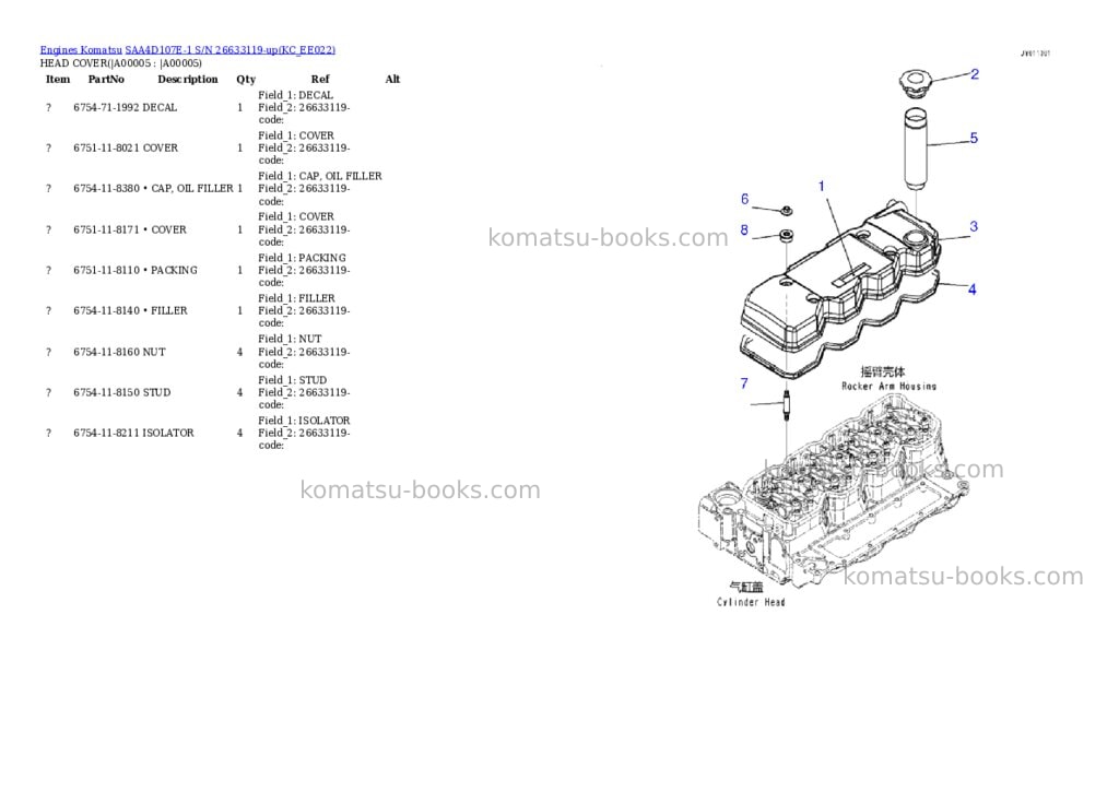 Komatsu saa4d107e-1 s/n 26513014-up for d39ex-22/d39px-22 Parts catalog cover Page 2 Komatsu saa4d107e-1 s/n 26513014-up for d39ex-22/d39px-22 Parts catalog cover Page 2