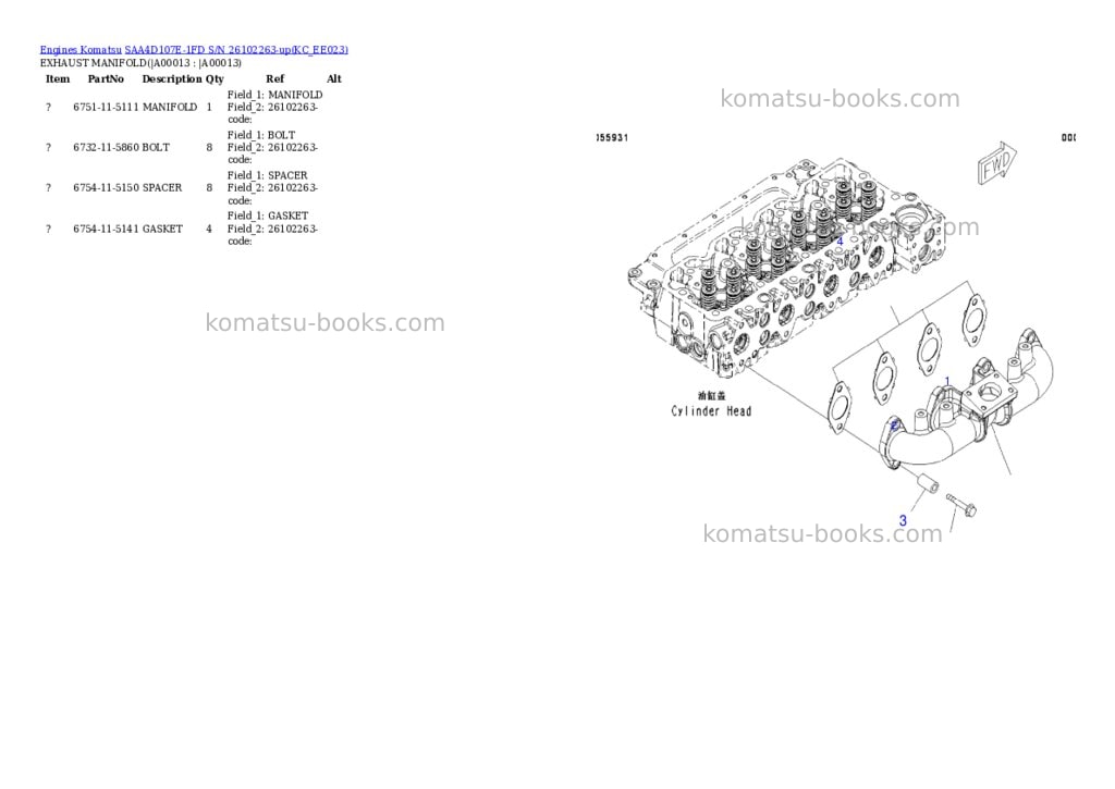 Komatsu SAA4D107E-1FD S/N 26102263-up Parts catalog cover Page 10 Komatsu SAA4D107E-1FD S/N 26102263-up Parts catalog cover Page 10