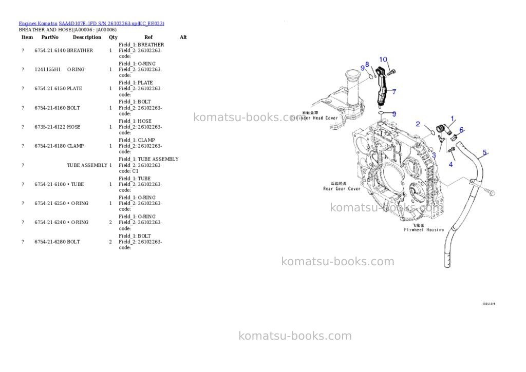 Komatsu SAA4D107E-1FD S/N 26102263-up Parts catalog cover Page 3 Komatsu SAA4D107E-1FD S/N 26102263-up Parts catalog cover Page 3