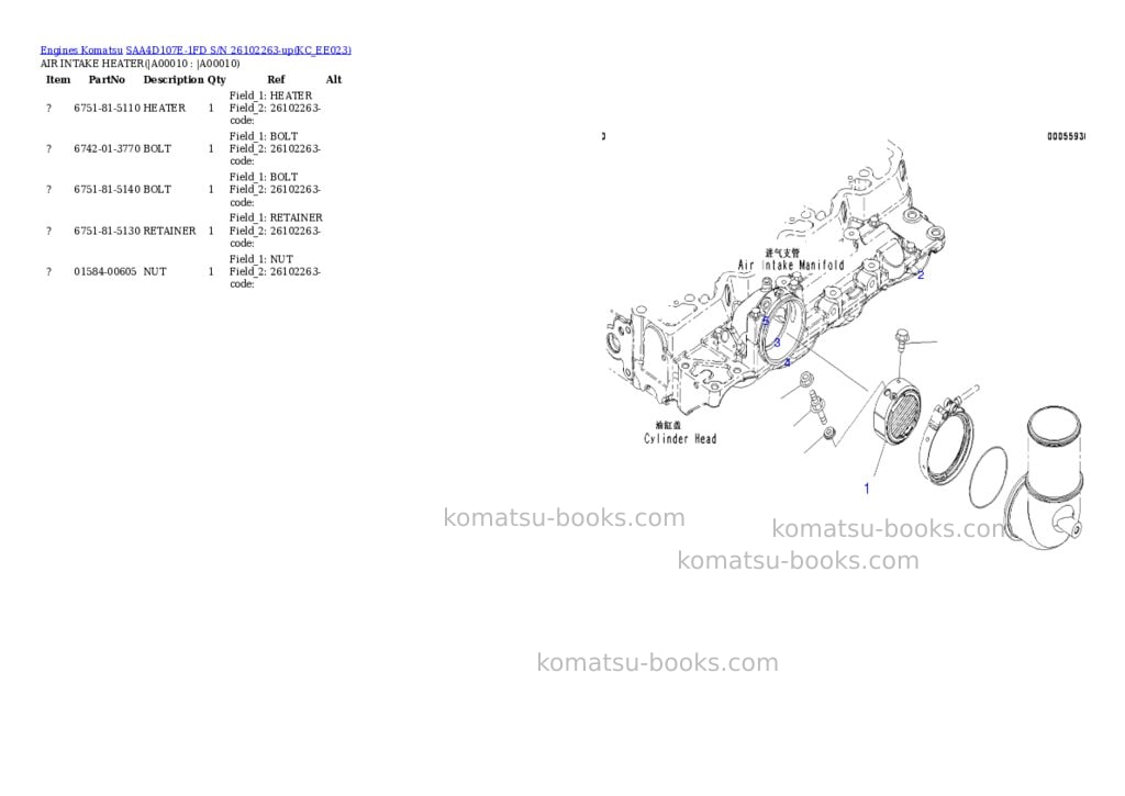 Komatsu SAA4D107E-1FD S/N 26102263-up Parts catalog cover Page 7 Komatsu SAA4D107E-1FD S/N 26102263-up Parts catalog cover Page 7