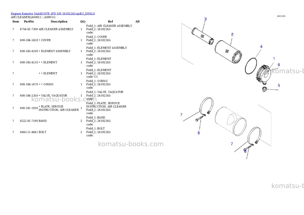 Komatsu SAA4D107E-1FD S/N 26102263-up Parts catalog cover Page 8 Komatsu SAA4D107E-1FD S/N 26102263-up Parts catalog cover Page 8