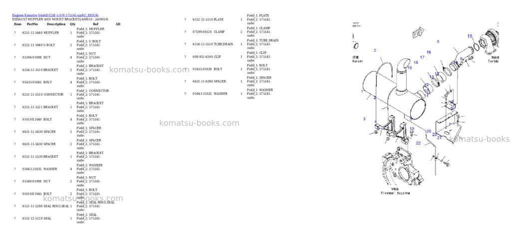 Komatsu SAA6D125E-5 S/N 575141-up Parts catalog cover Page 6 Komatsu SAA6D125E-5 S/N 575141-up Parts catalog cover Page 6