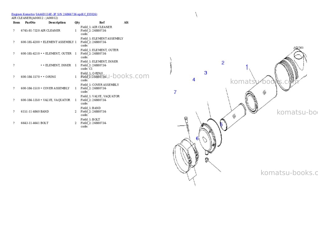 Komatsu saa6d114e-3f s/n 26866736-up Parts catalog cover Page 10 Komatsu saa6d114e-3f s/n 26866736-up Parts catalog cover Page 10